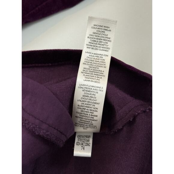 EUC Chicos Purple Velvet Jacket Blazer Gold Buttons Size 2 Large 12 - Picture 15 of 15